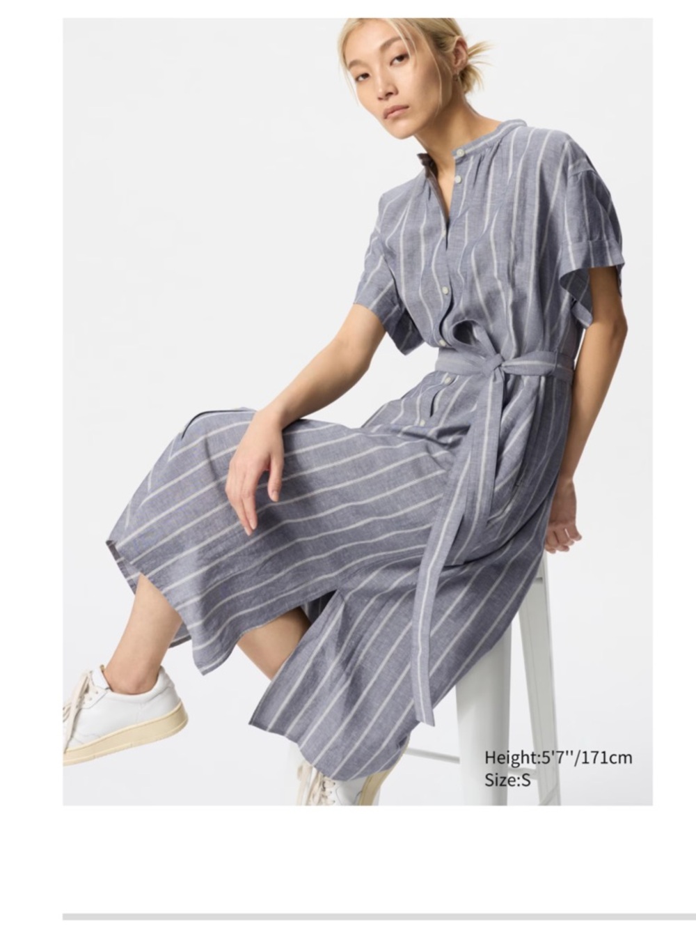 Linen blend relaxed dress